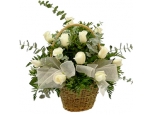 White Elegance - 12 Stems Basket